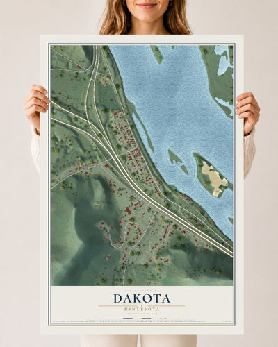 Map of Dakota, Minnesota, 24 x 36 inch unframed archival matte print