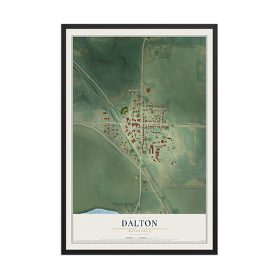 Map of Dalton, Minnesota, 12 x 18 inch print in a black wood frame
