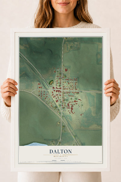 Map of Dalton, Minnesota, 18 x 24 inch print in a white wood frame