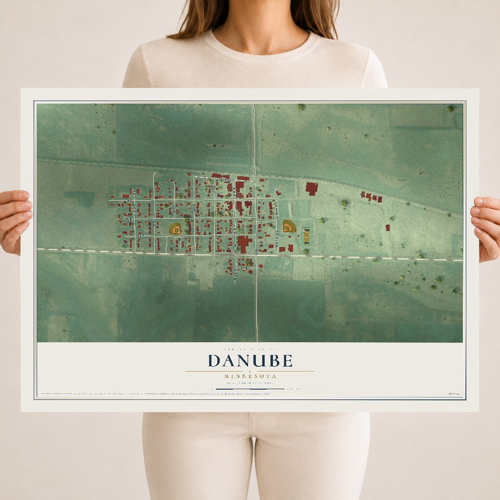 Map of Danube, Minnesota, 18 x 24 inch unframed archival matte print