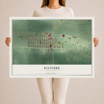 Map of Danube, Minnesota, 24 x 36 inch unframed archival matte print