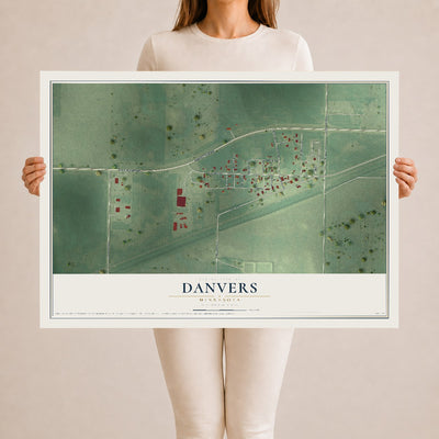 Map of Danvers, Minnesota, 24 x 36 inch unframed archival matte print