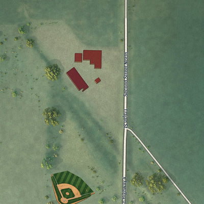Second close-up of the map of Darfur, Minnesota print showing more streets and buildings