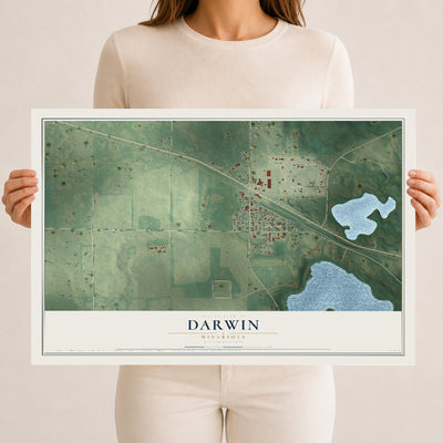 Map of Darwin, Minnesota, 12 x 18 inch unframed archival matte print