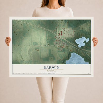 Map of Darwin, Minnesota, 24 x 36 inch unframed archival matte print