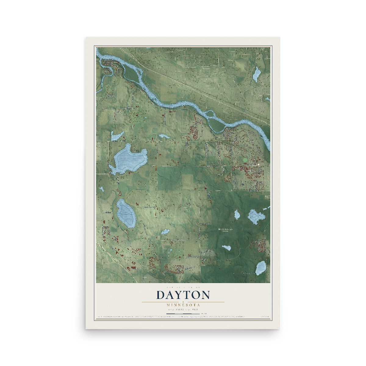 Map of Dayton, Minnesota, 12 x 18 inch unframed archival matte print