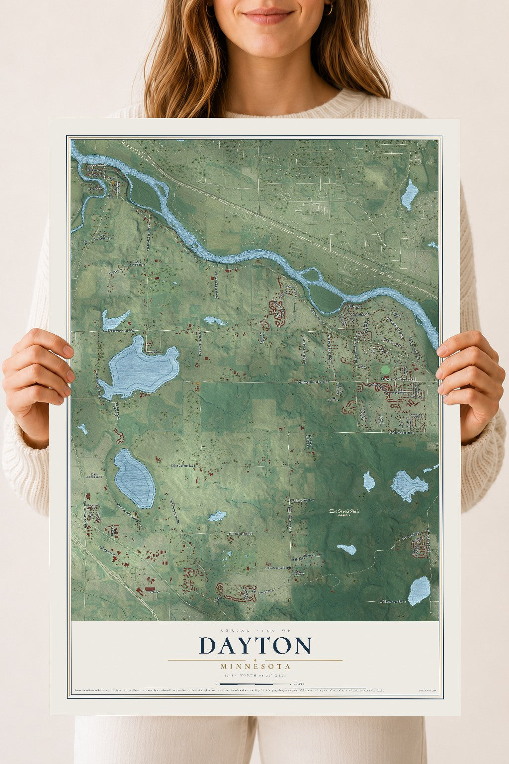 Map of Dayton, Minnesota, 18 x 24 inch unframed archival matte print