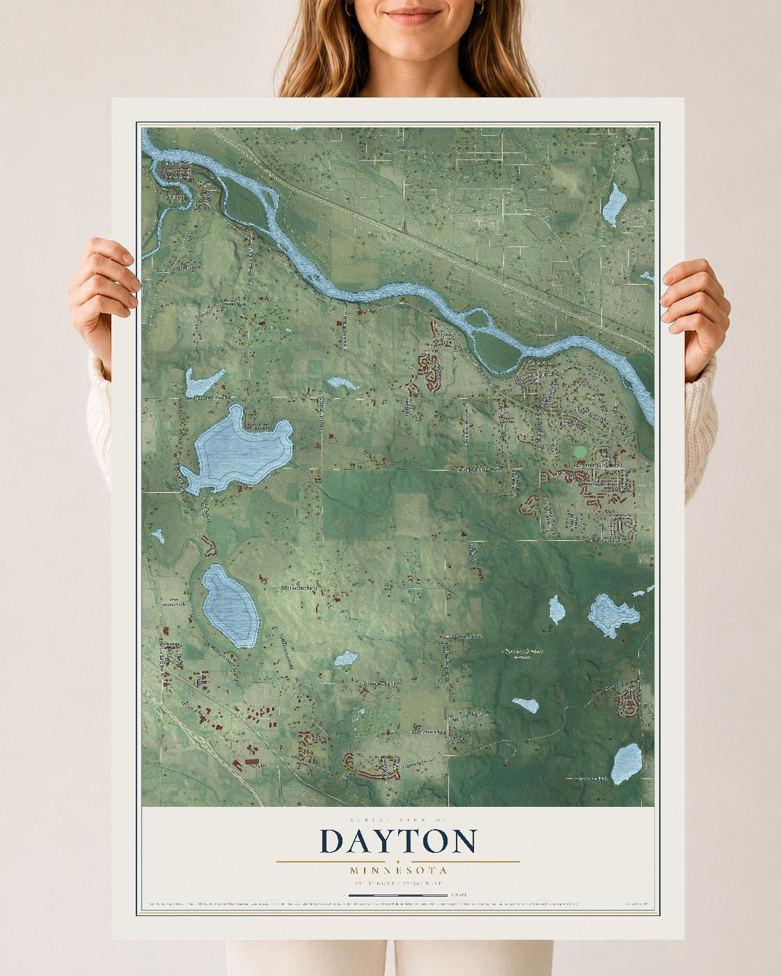 Map of Dayton, Minnesota, 24 x 36 inch unframed archival matte print