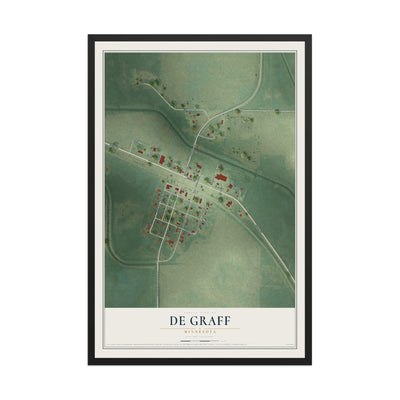 Map of De Graff, Minnesota, 12 x 18 inch print in a black wood frame