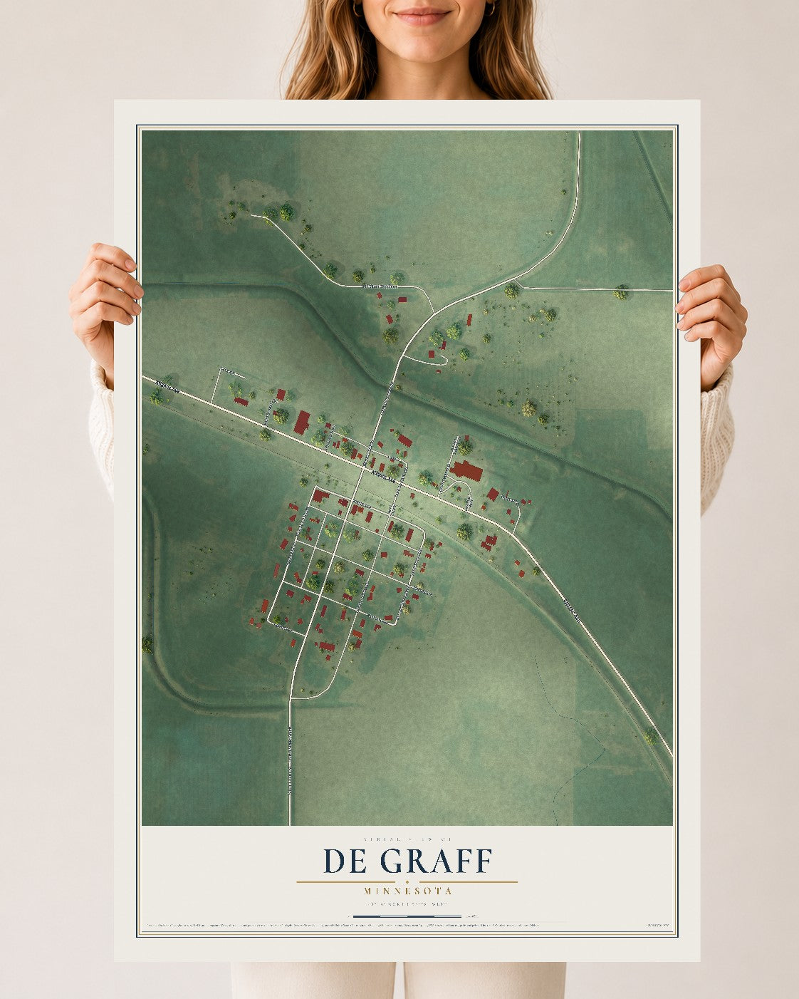 Map of De Graff, Minnesota, 24 x 36 inch unframed archival matte print