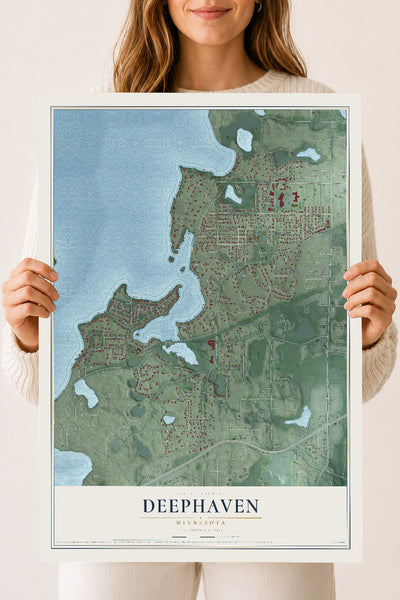Map of Deephaven, Minnesota, 18 x 24 inch unframed archival matte print