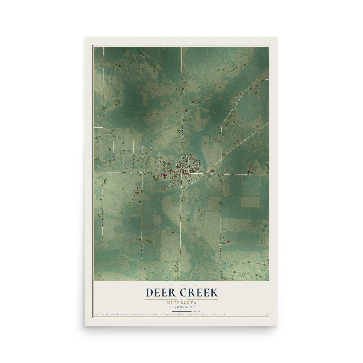 Map of Deer Creek, Minnesota, 12 x 18 inch unframed archival matte print