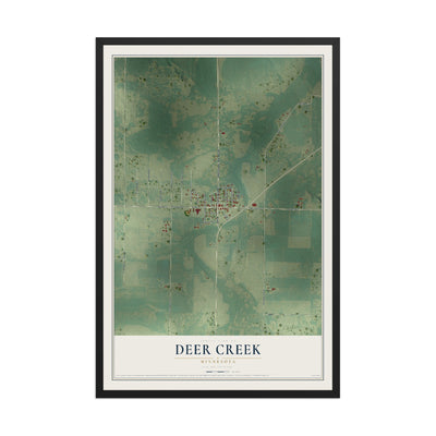 Map of Deer Creek, Minnesota, 12 x 18 inch print in a black wood frame