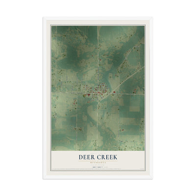 Map of Deer Creek, Minnesota, 12 x 18 inch print in a white wood frame