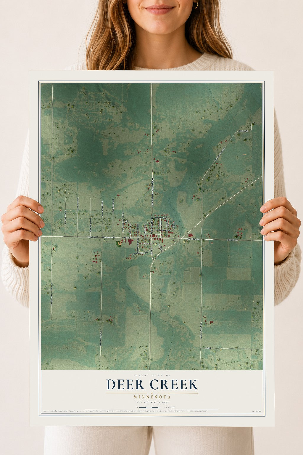Map of Deer Creek, Minnesota, 18 x 24 inch unframed archival matte print