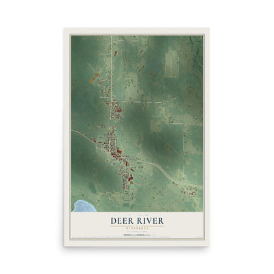 Map of Deer River, Minnesota, 12 x 18 inch unframed archival matte print