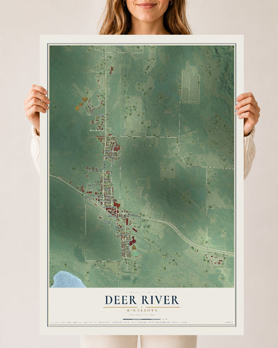 Map of Deer River, Minnesota, 24 x 36 inch unframed archival matte print