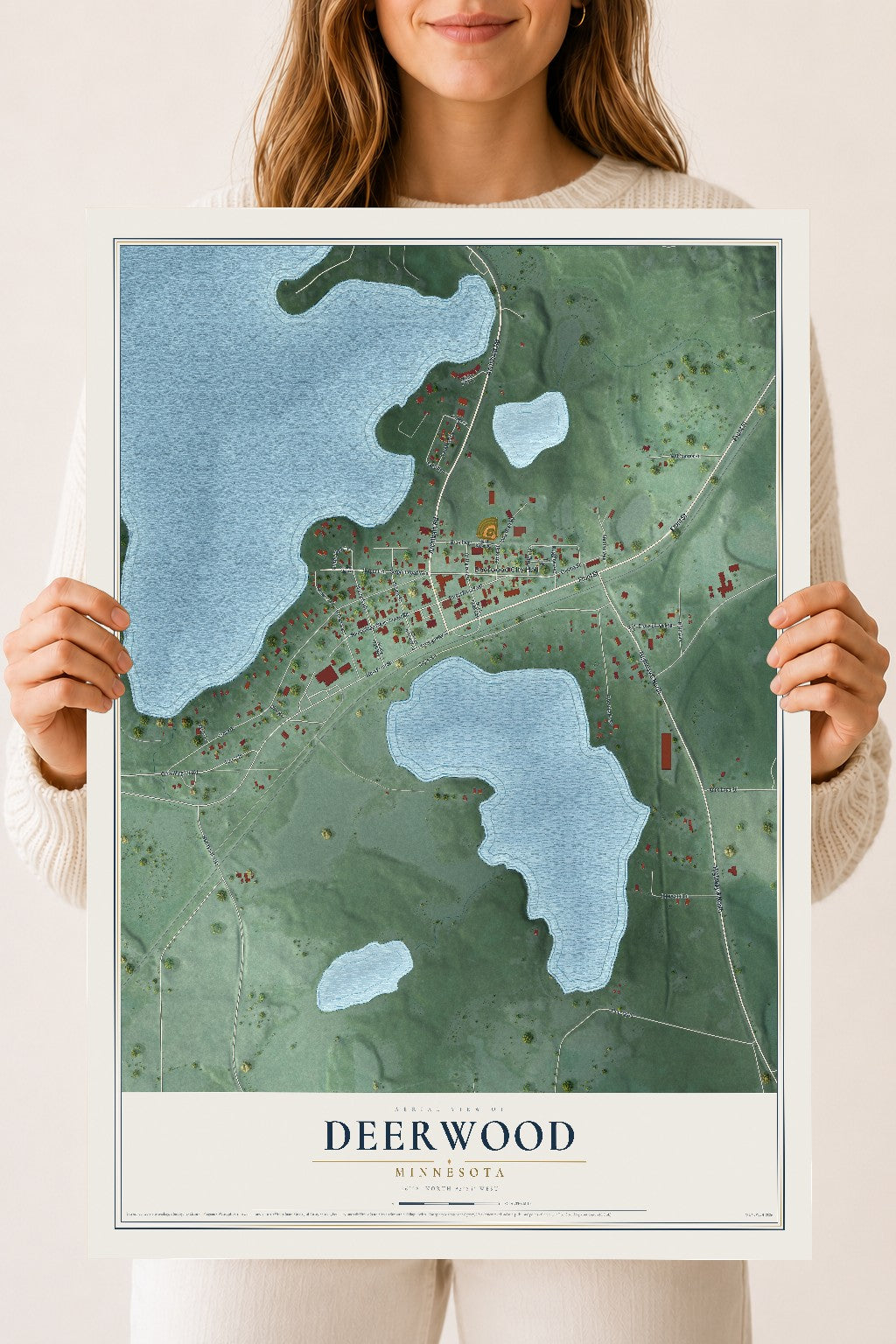 Map of Deerwood, Minnesota, 18 x 24 inch unframed archival matte print