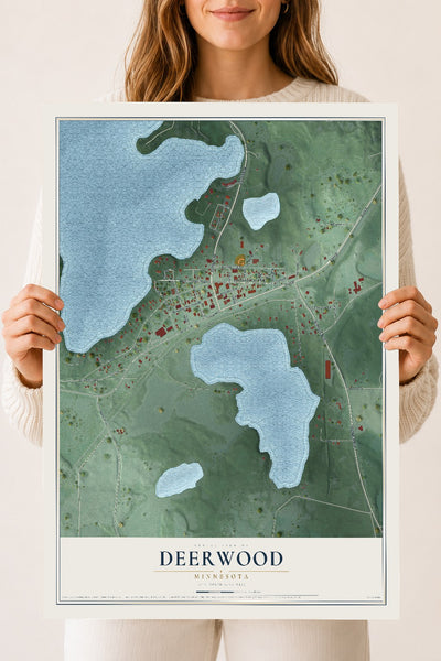 Map of Deerwood, Minnesota, 18 x 24 inch unframed archival matte print