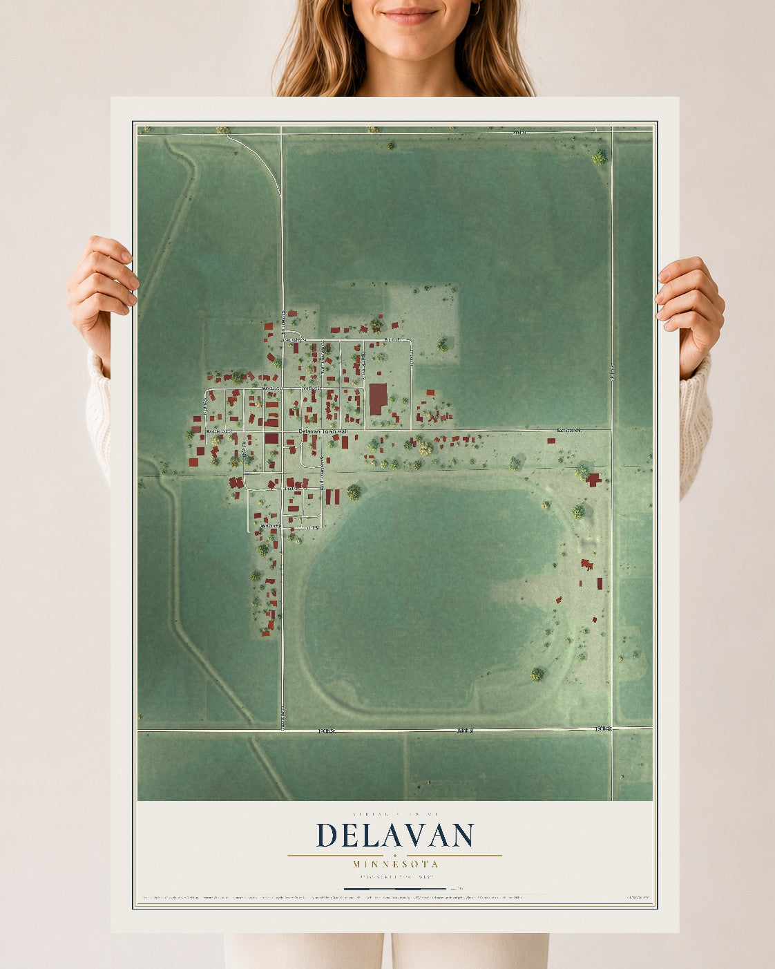 Map of Delavan, Minnesota, 24 x 36 inch unframed archival matte print