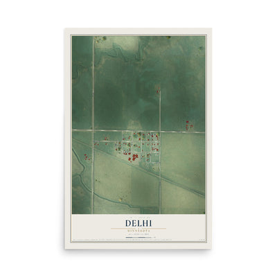 Map of Delhi, Minnesota, 12 x 18 inch unframed archival matte print