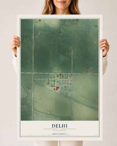 Map of Delhi, Minnesota, 24 x 36 inch unframed archival matte print