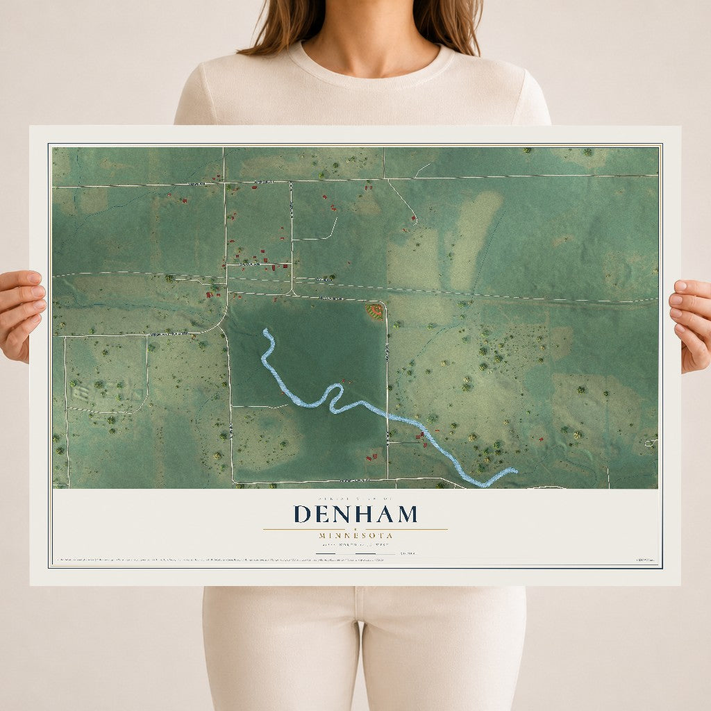 Map of Denham, Minnesota, 18 x 24 inch unframed archival matte print