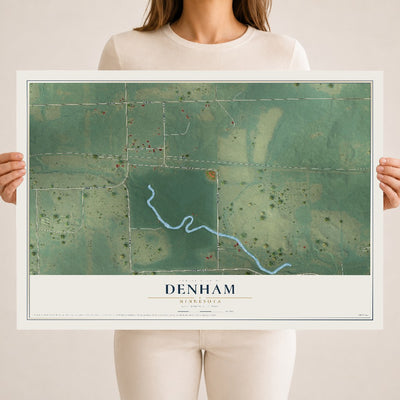 Map of Denham, Minnesota, 18 x 24 inch unframed archival matte print