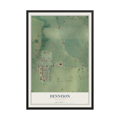 Map of Dennison, Minnesota, 12 x 18 inch print in a black wood frame
