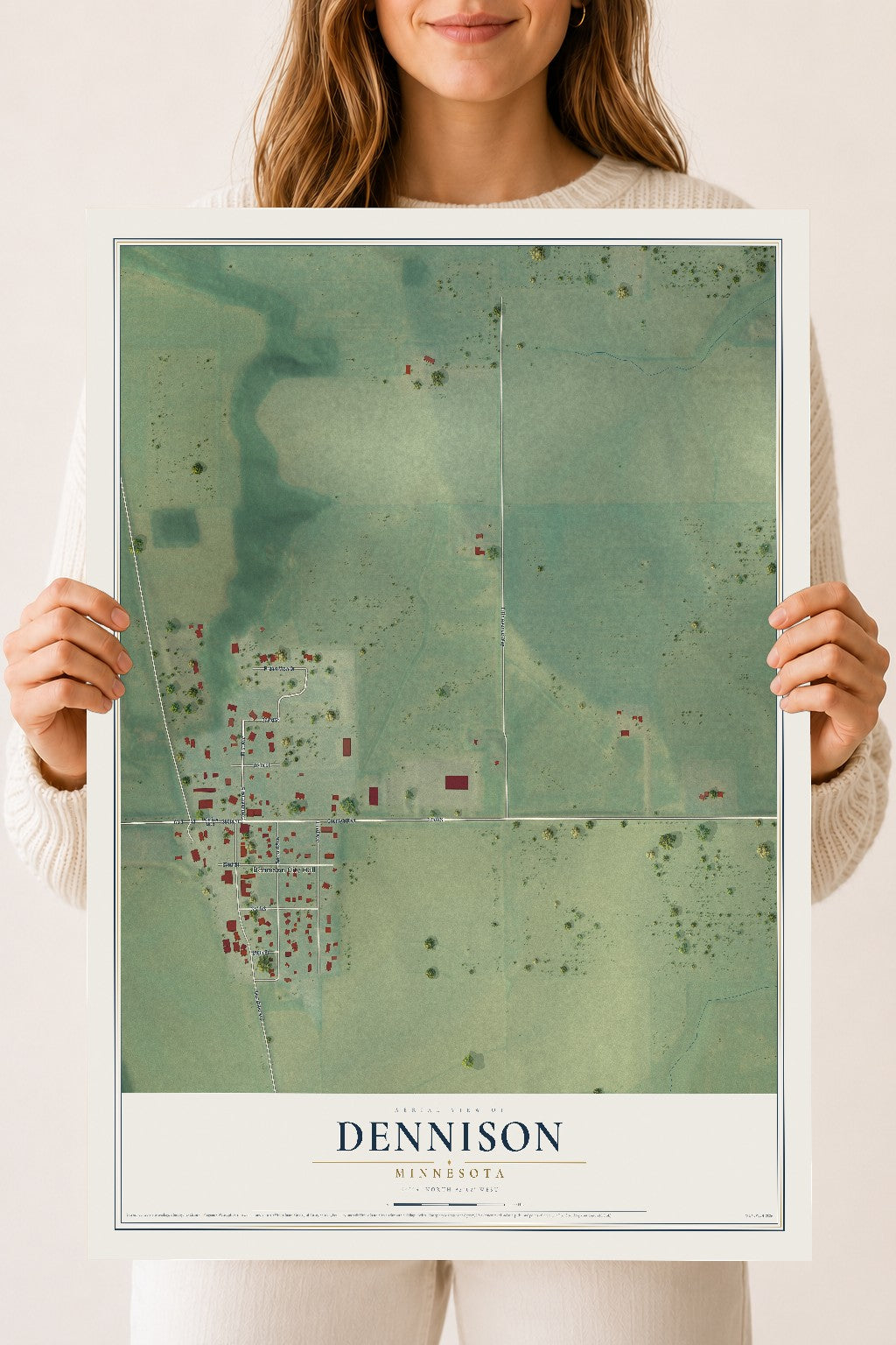 Map of Dennison, Minnesota, 18 x 24 inch unframed archival matte print