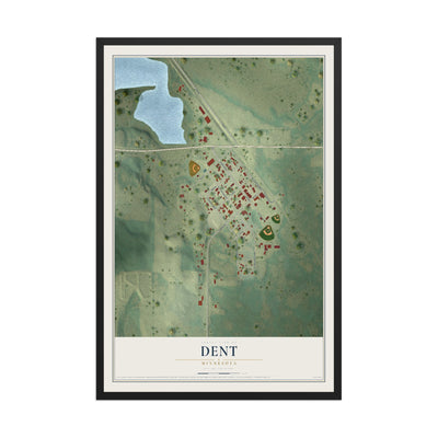 Map of Dent, Minnesota, 12 x 18 inch print in a black wood frame