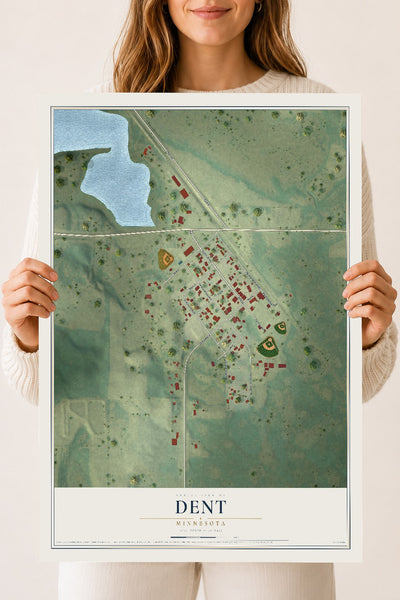 Map of Dent, Minnesota, 18 x 24 inch unframed archival matte print