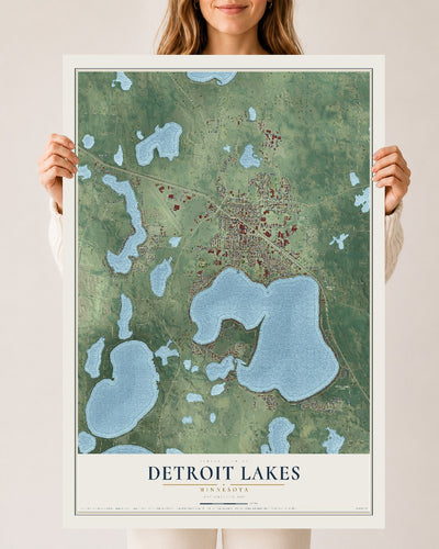 Map of Detroit Lakes, Minnesota, 24 x 36 inch unframed archival matte print