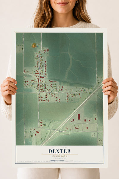 Map of Dexter, Minnesota, 18 x 24 inch unframed archival matte print