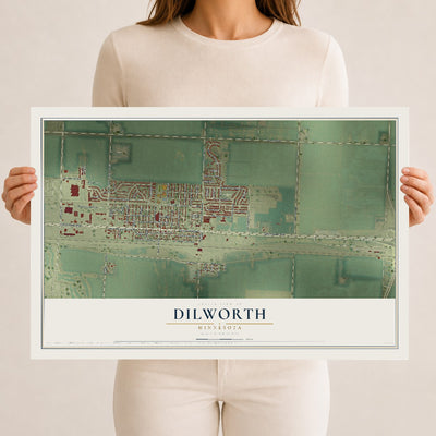Map of Dilworth, Minnesota, 12 x 18 inch unframed archival matte print