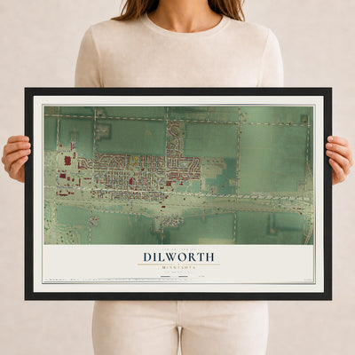 Map of Dilworth, Minnesota, 12 x 18 inch print in a black wood frame