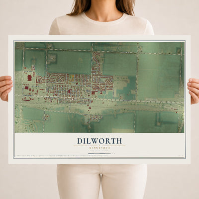 Map of Dilworth, Minnesota, 18 x 24 inch unframed archival matte print