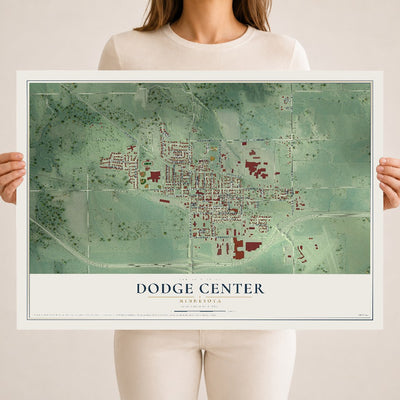 Map of Dodge Center, Minnesota, 18 x 24 inch unframed archival matte print