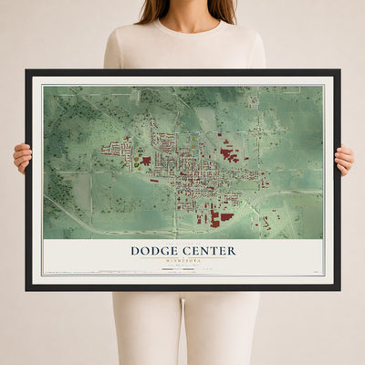 Map of Dodge Center, Minnesota, 24 x 36 inch print in a black wood frame