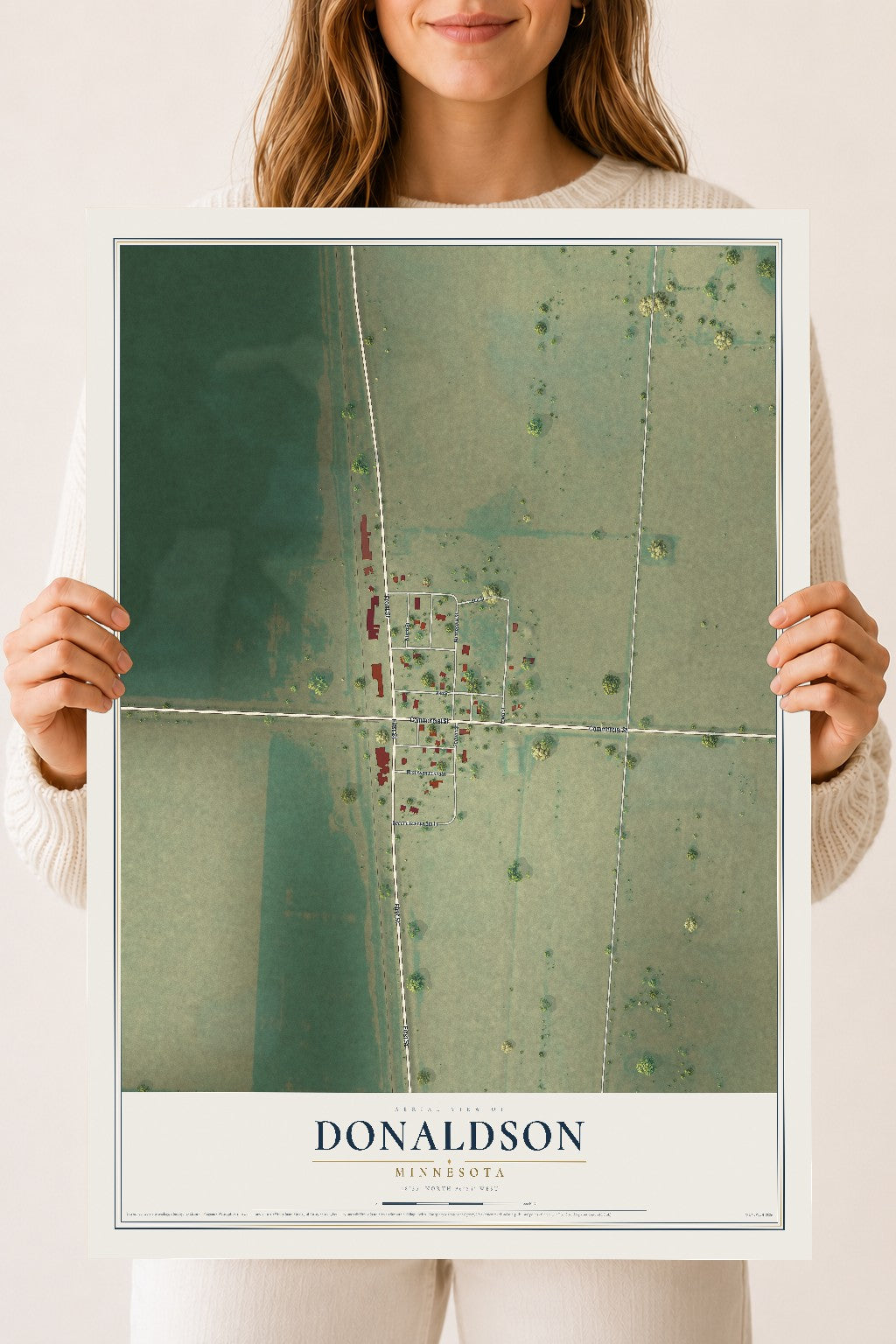 Map of Donaldson, Minnesota, 18 x 24 inch unframed archival matte print