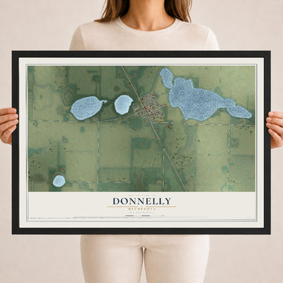 Map of Donnelly, Minnesota, 18 x 24 inch print in a black wood frame
