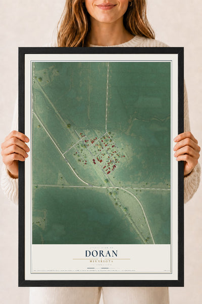 Map of Doran, Minnesota, 18 x 24 inch print in a black wood frame