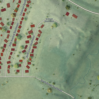 Second close-up of the map of Dover, Minnesota print showing more streets and buildings