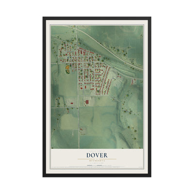 Map of Dover, Minnesota, 12 x 18 inch print in a black wood frame