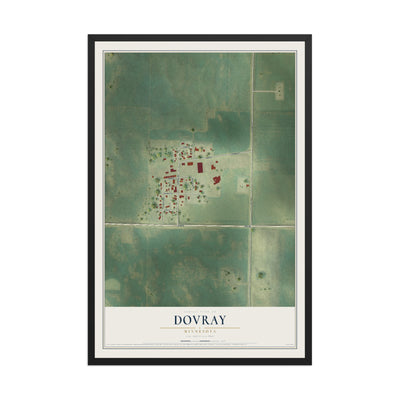 Map of Dovray, Minnesota, 12 x 18 inch print in a black wood frame