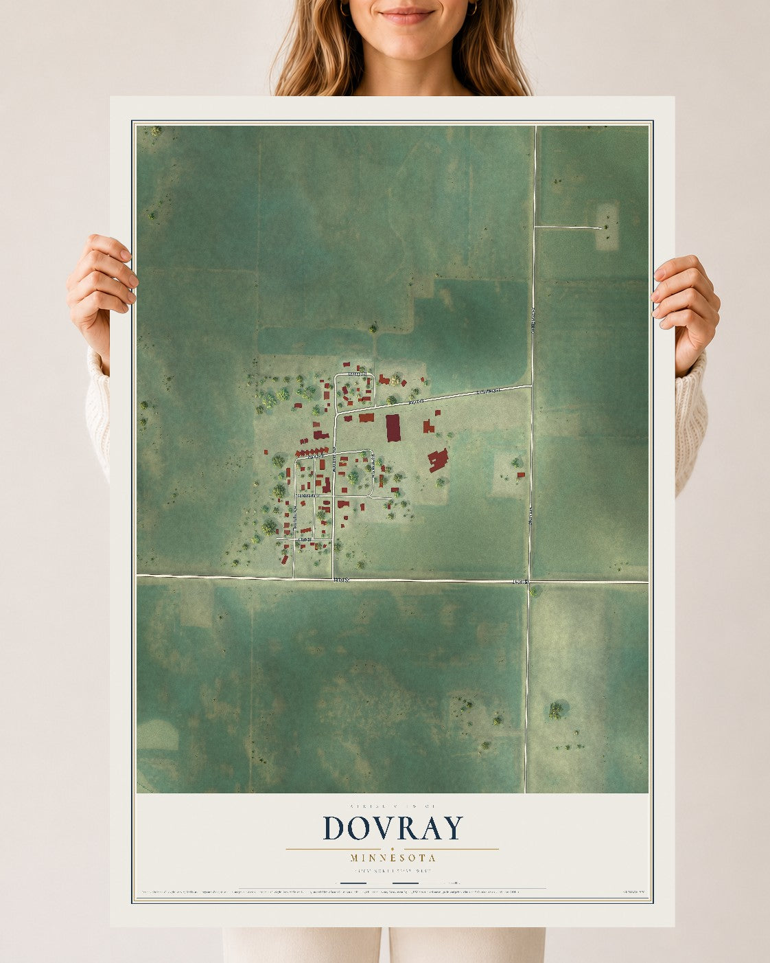 Map of Dovray, Minnesota, 24 x 36 inch unframed archival matte print