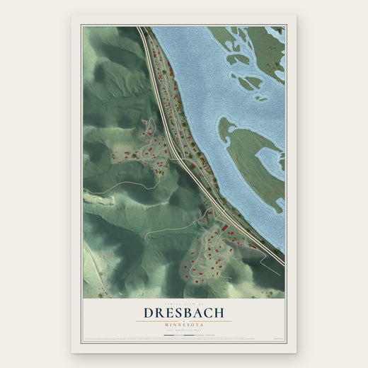 Dresbach, Minnesota map print, the full design