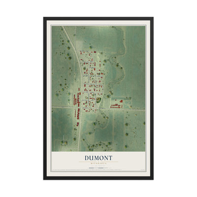 Map of Dumont, Minnesota, 12 x 18 inch print in a black wood frame