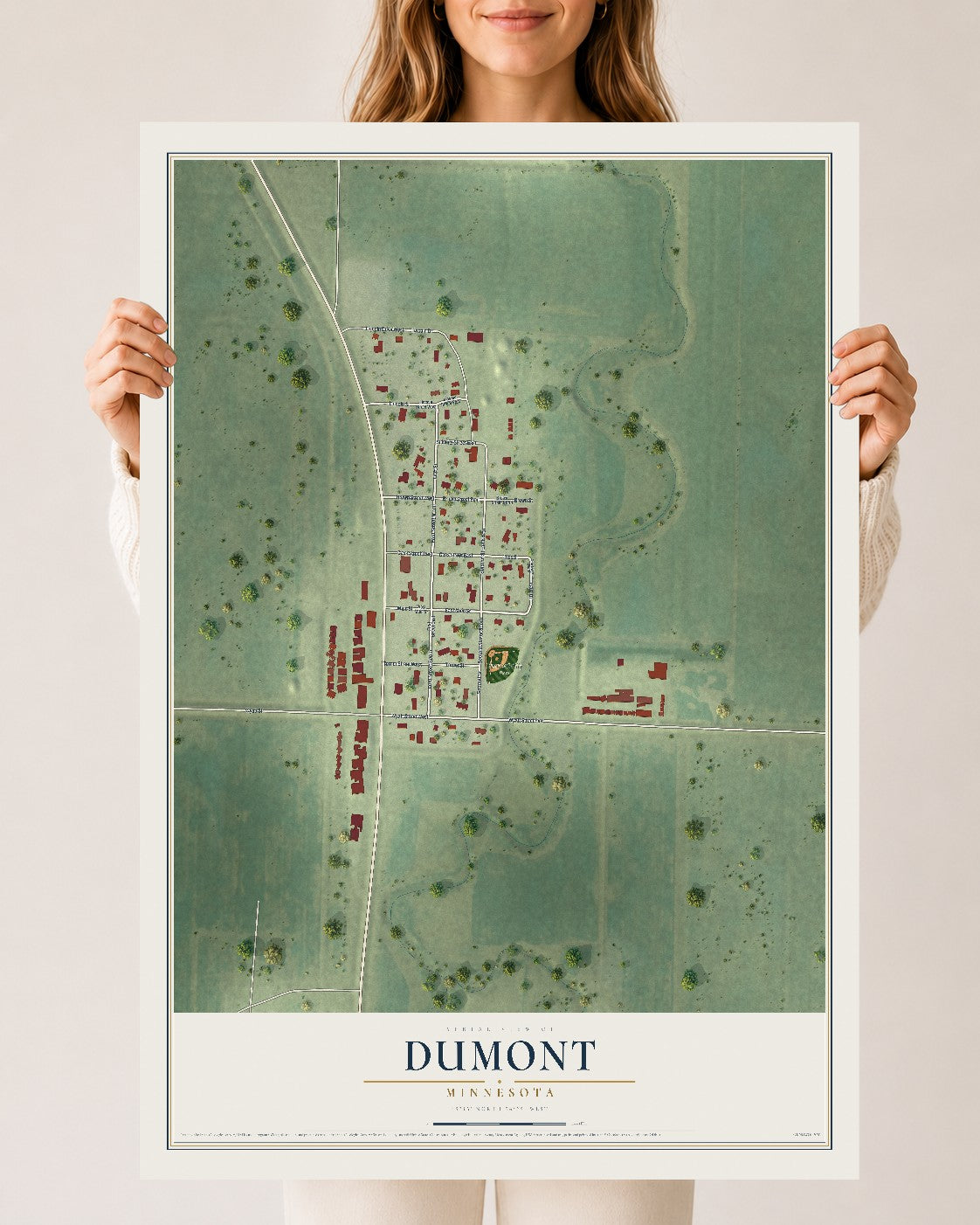 Map of Dumont, Minnesota, 24 x 36 inch unframed archival matte print