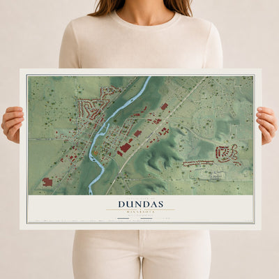 Map of Dundas, Minnesota, 12 x 18 inch unframed archival matte print